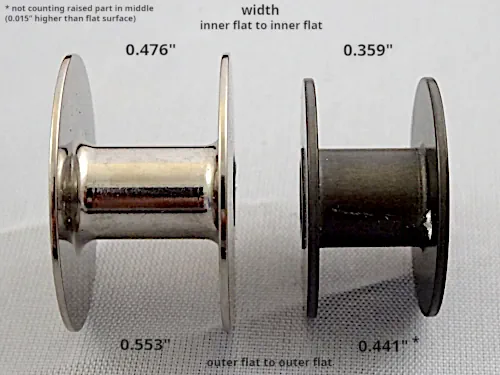 LK-1900 standard & large bobbins compared (widths)