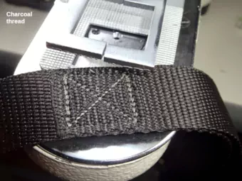 1-inch leash's handle-end sewn horizontally.